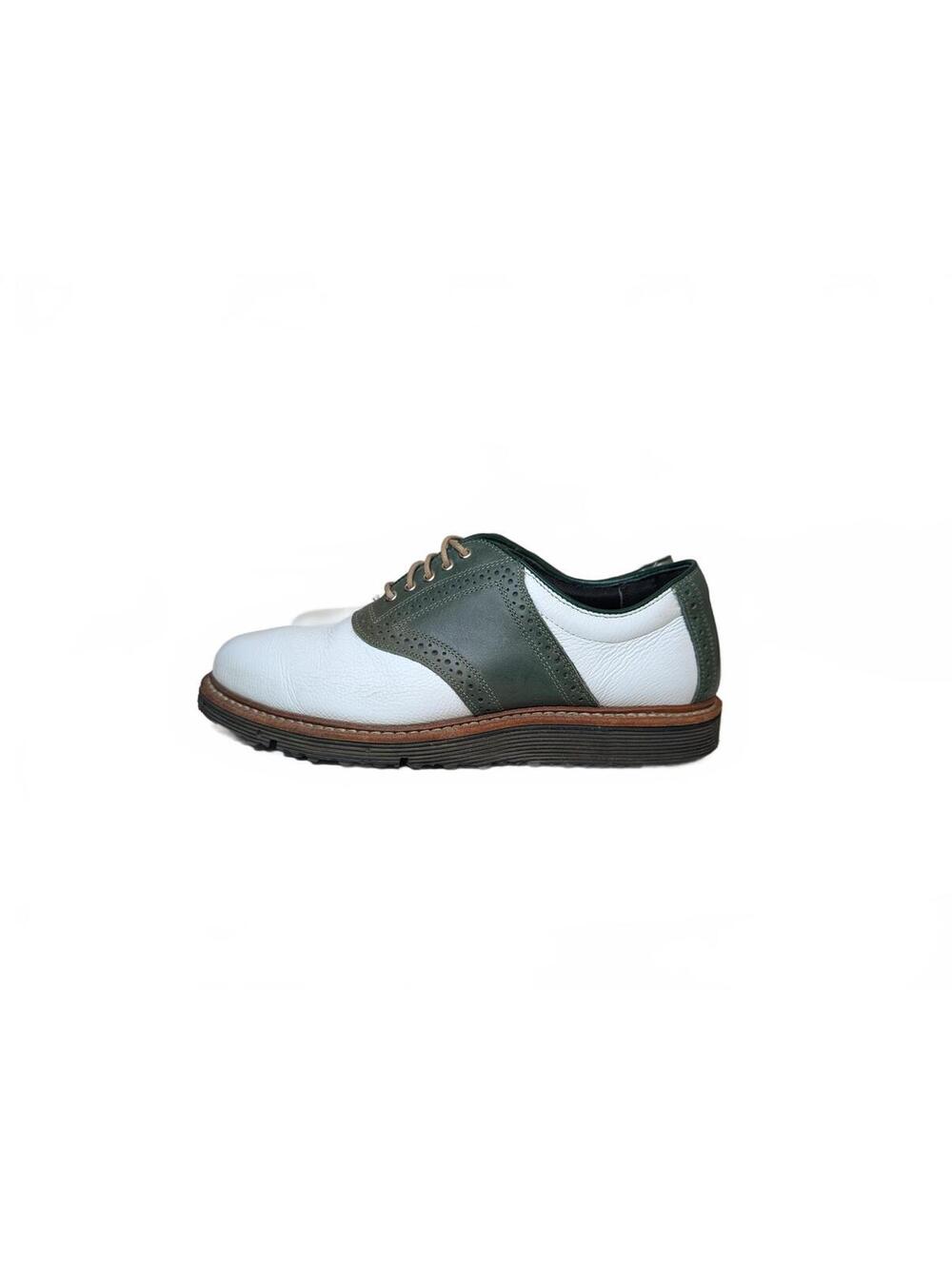 Allen Edmonds Jack Nicklaus Signature White and Green Saddle Golf Shoes Size 8D